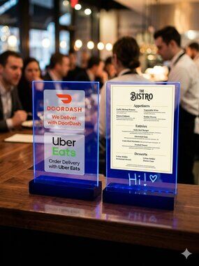 Lot of 2 LED Menu Board Holders Commercial Signage A4 Blue Backlit Heavy Duty